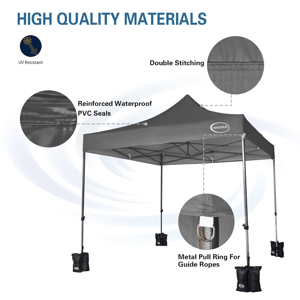 image 1 of MCC Direct MAXIMUS 3x3 Heavy Duty Pop up Grey Gazebo With Sides | Grey | Grey