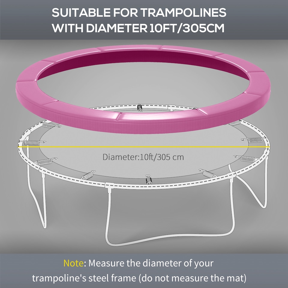 image 1 of SPORTNOW 10FT Trampoline Pad Spring Cover, Waterproof, Pink | Pink