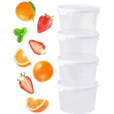 12 x Strong Reusable Plastic Microwave Safe 300ml Round Stackable Food Storage Containers