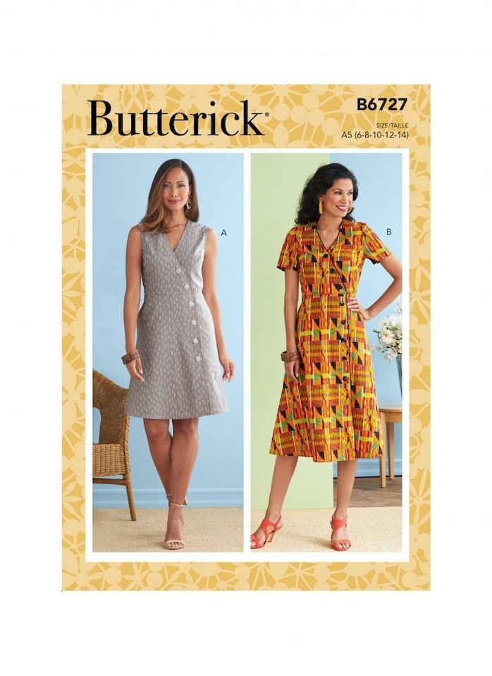image 1 of Butterick 6727 Paper Sewing Pattern – Women’s Dress, Size A5 (6–8–10–12–14), Easy