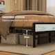 image 8 of HOMCOM LED Single Bed Frame with Charging Station, 90 x 190cm, Cement Grey