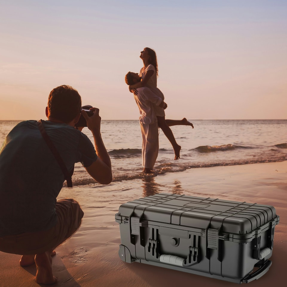 image 1 of Camera Case - hard shell, foam inserts, waterproof, telescopic handle | Black | black | 1