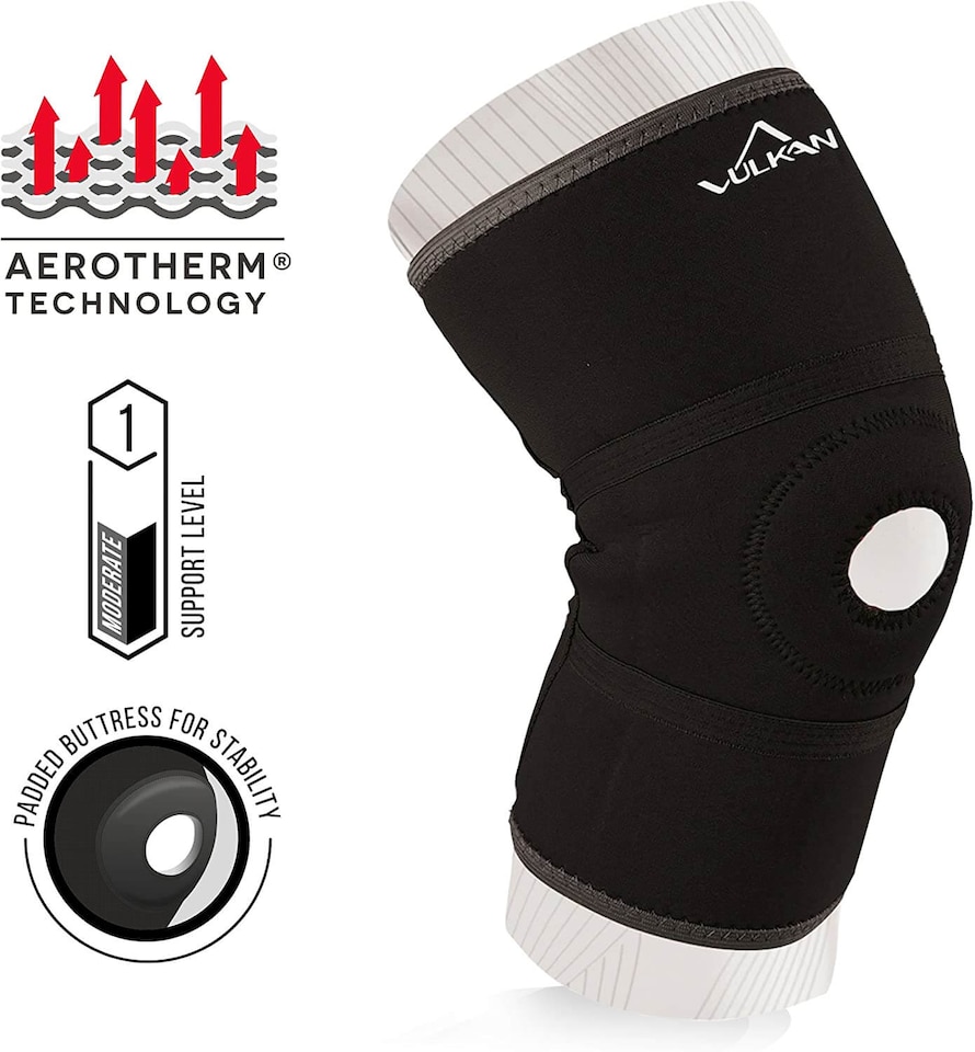 image 1 of Vulkan Classic Open Knee Support, Open-Patella Level 1 — Black, Size L | Black | Black | L
