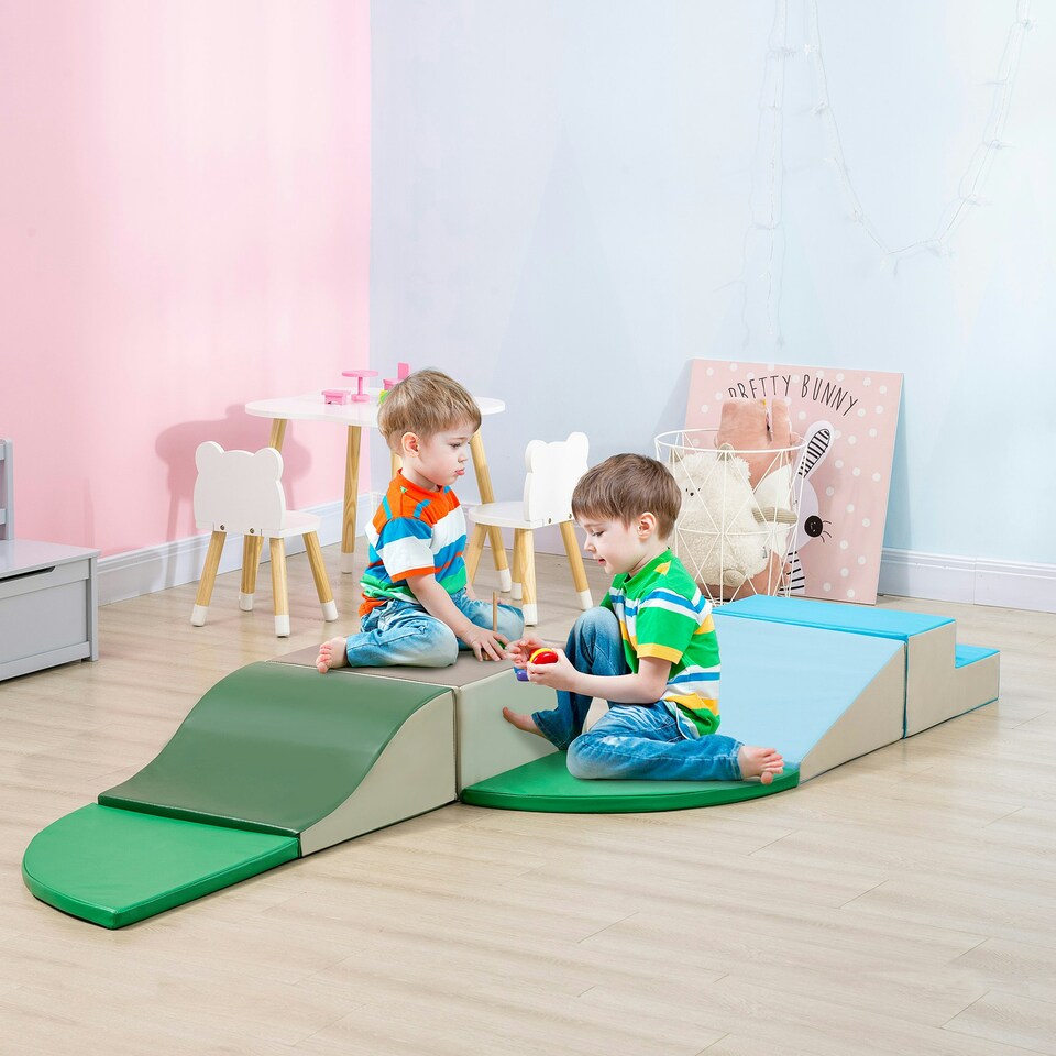 image 1 of HOMCOM 6 Piece Soft Play Equipment for Kids Climb and Crawl, Multicoloured