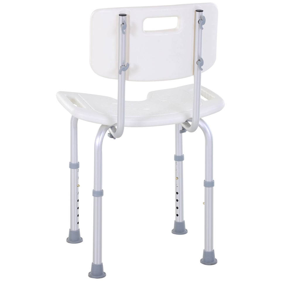 image 1 of HOMCOM 8-Level Height Adjustable Bath Stool Spa Shower Chair Aluminum w Non-Slip Feet, Handle for the Pregnant, Old, Injured