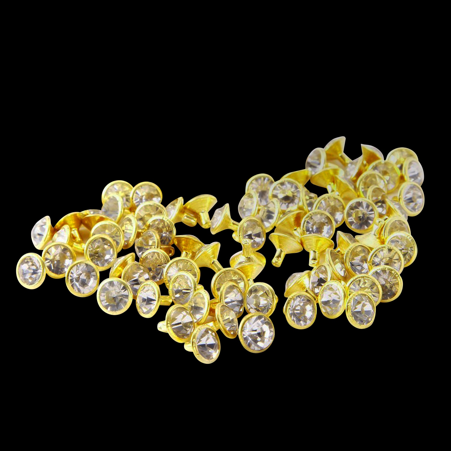 Neel Blue 8mm Flat Clear Crystal Rivets, Diamante Acrylic Studs with Pins in Gold