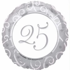 Spot on Gifts 25th Anniversary Foil Balloon - White/Grey - One Size