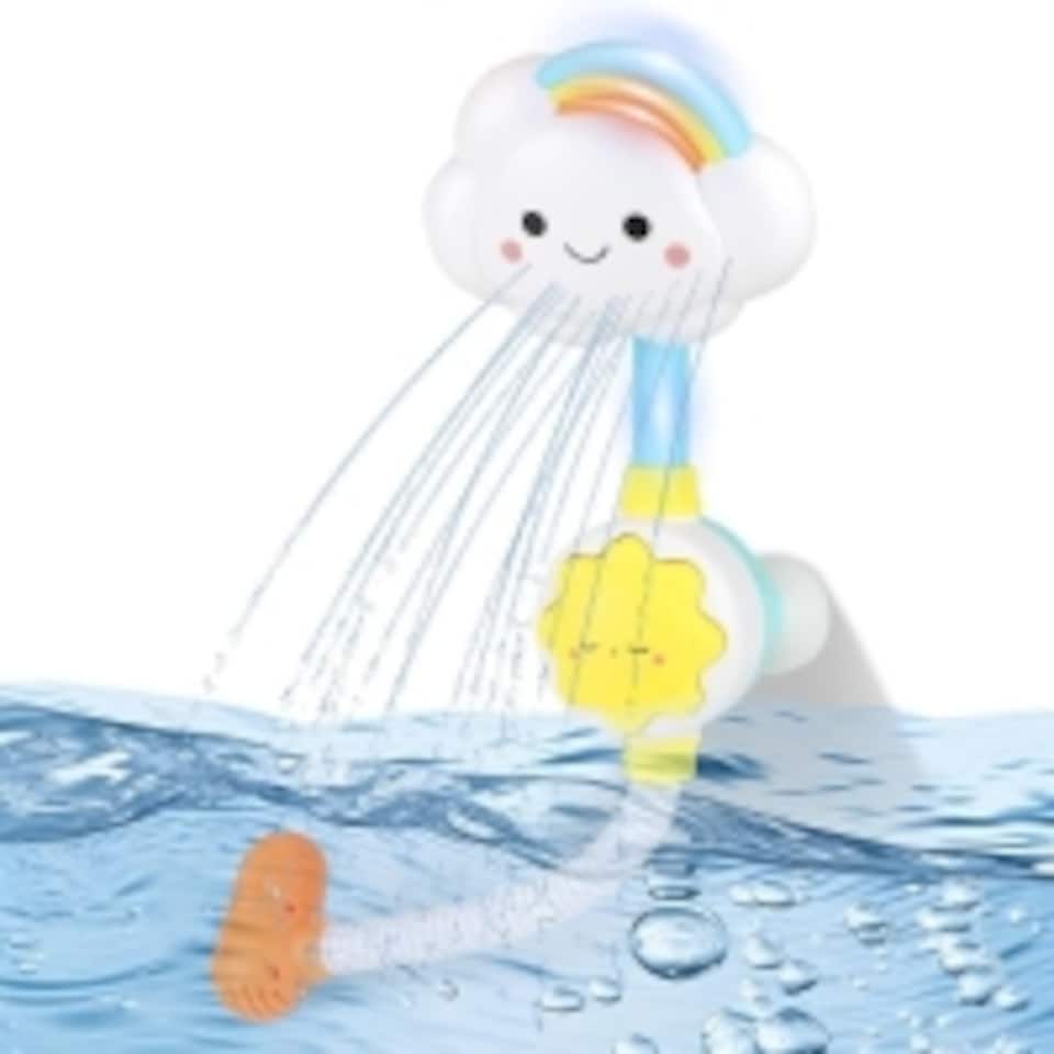 image 1 of Cloud Shower & Sprinkler Baby Bath Toy Set – Foldable Faucet with Shower Head, Fun Water Sprinkler for Toddlers, Safe & Interactive Bath Time Toy