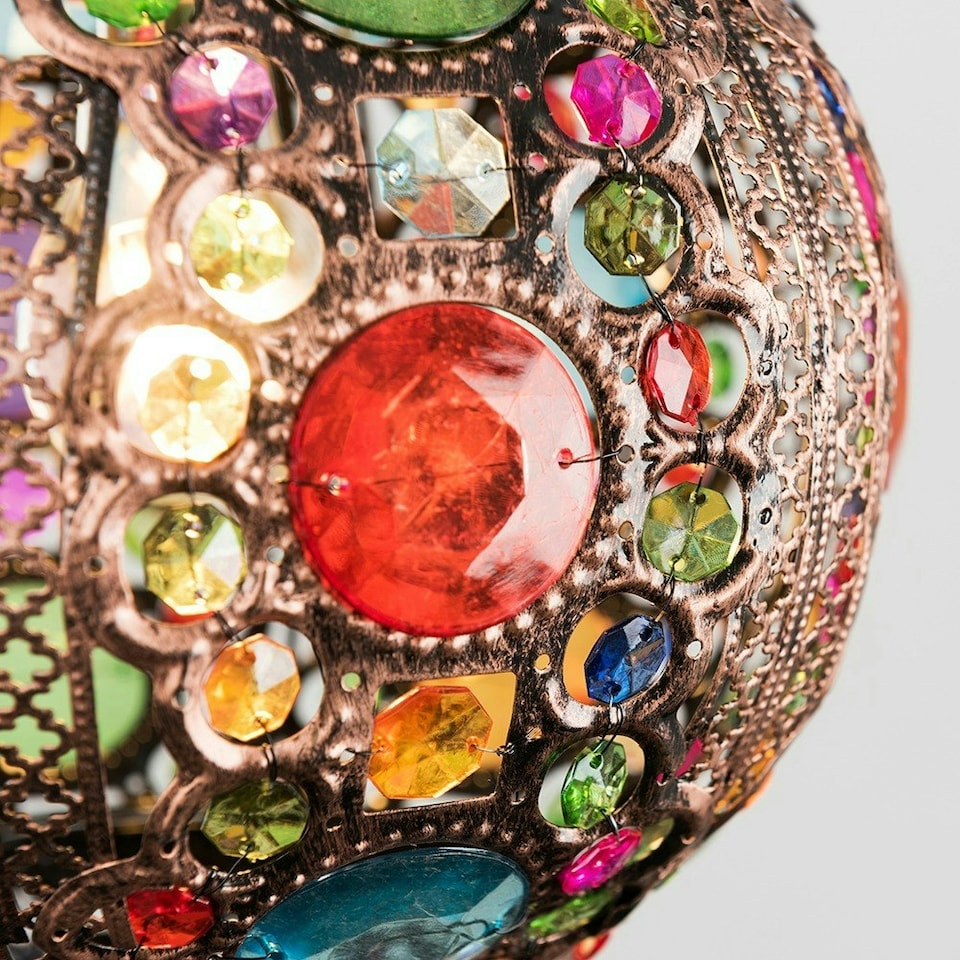 image 1 of ValueLights Bazaar Moroccan Bronze Lamp Shade Acrylic Droplets Bronze