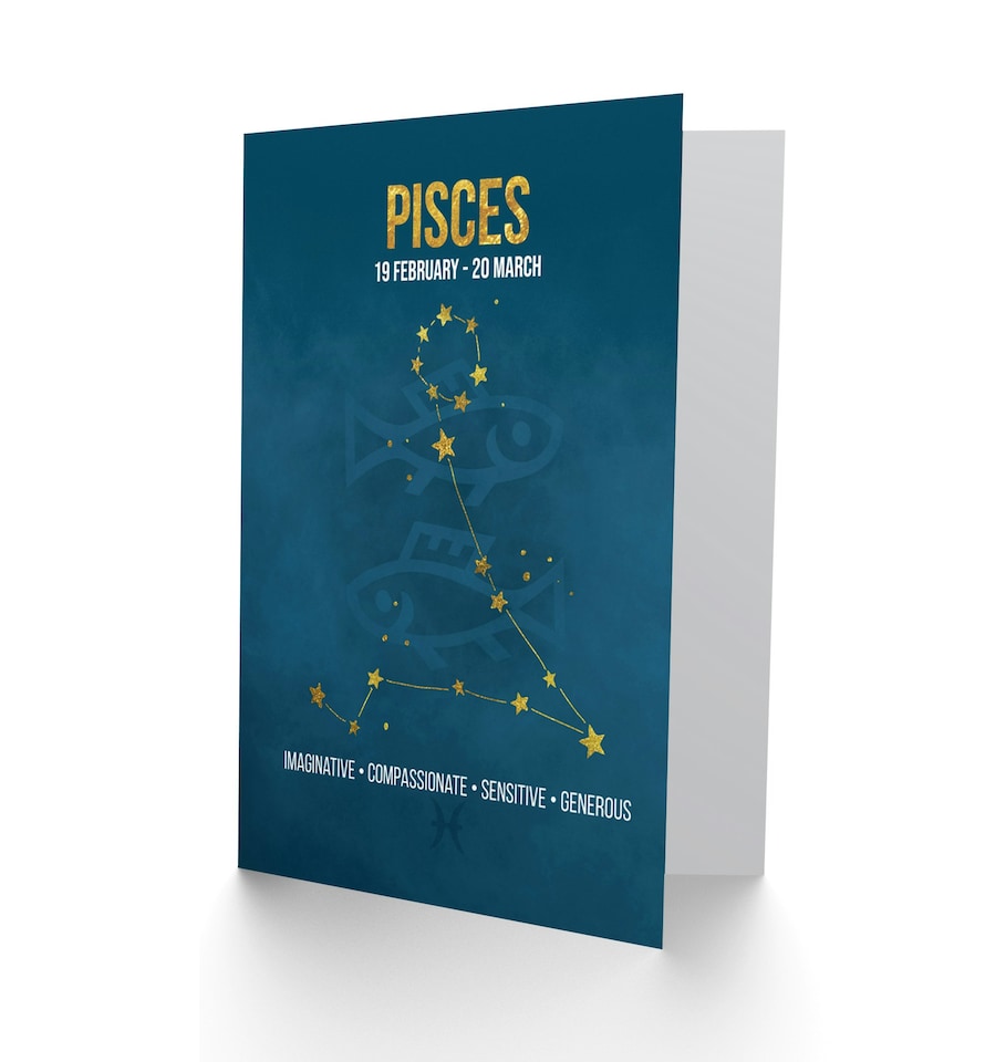 image 1 of Pisces Star Sign Zodiac Astrology Birthday Greeting Card
