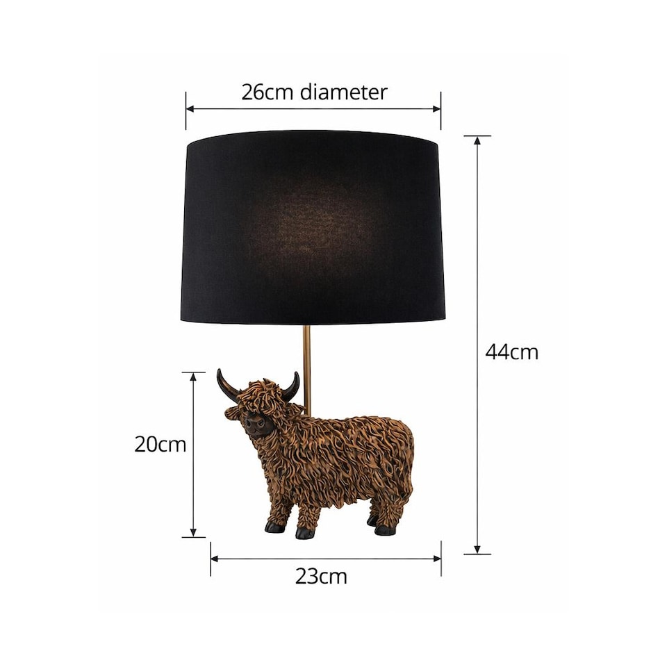 image 1 of Highland Cow Table Lamp Country Home Styling Modern Lighting Living Space Decor