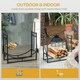 image 9 of Outsunny Firewood Stand Log Rack Holder 84cm with 4-PC Fireplace Tools Set Black