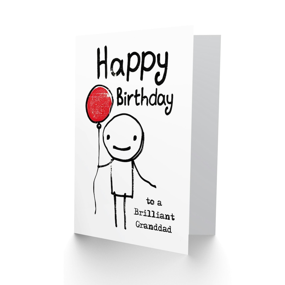 image 1 of Brilliant Granddad Stick Man Red Balloon Birthday Card