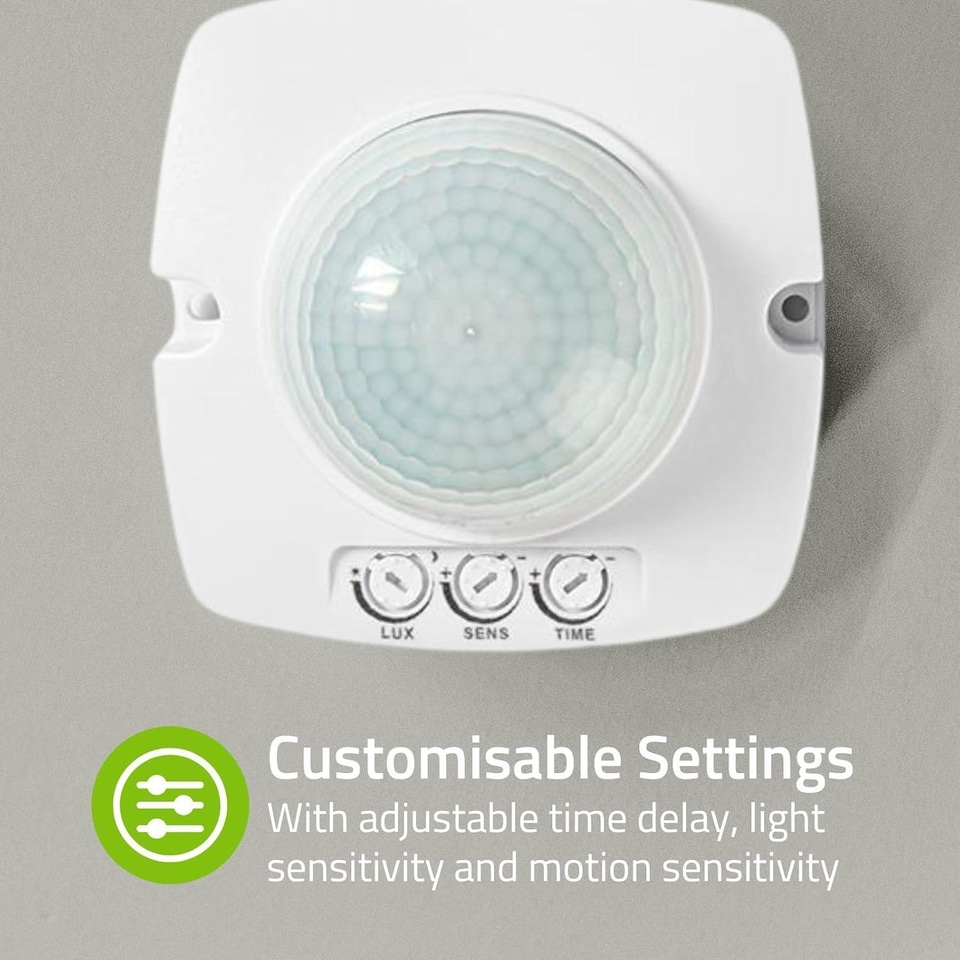 image 1 of Nedis PIR Occupancy Motion Sensor Detector Light Switch, Ceiling Mount, 360 Degree 6m Range, 3 Wire - White