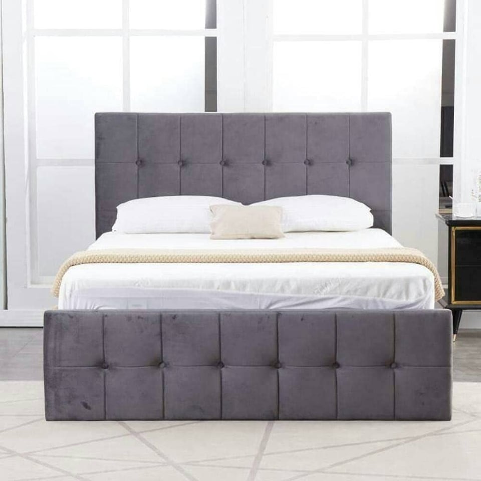 image 1 of Ottoman Storage Bed grey 4ft 6 small double velvet cushioned bedroom