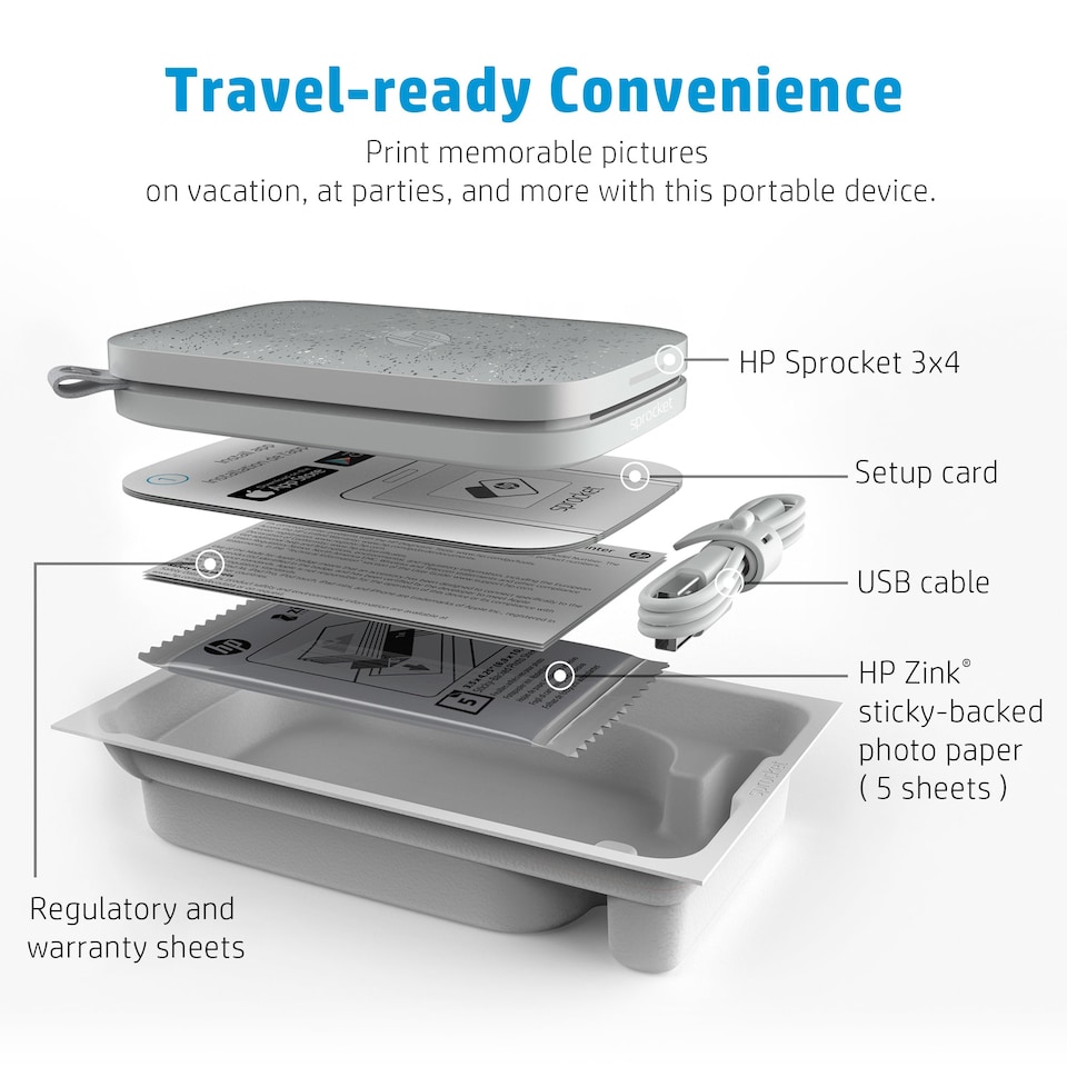 image 1 of HP Sprocket 3x4 Photo Printer