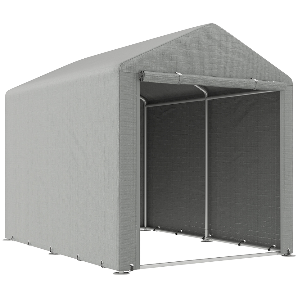 image 1 of Outsunny 1.6 x 2.2m Garden Storage Shed Tent, Portable Shed Shelter with Galvanised Steel Frame and Large Door, for Motorbike, Garden Tools, Bike Storage, Light Grey | Grey | Light Grey | 1