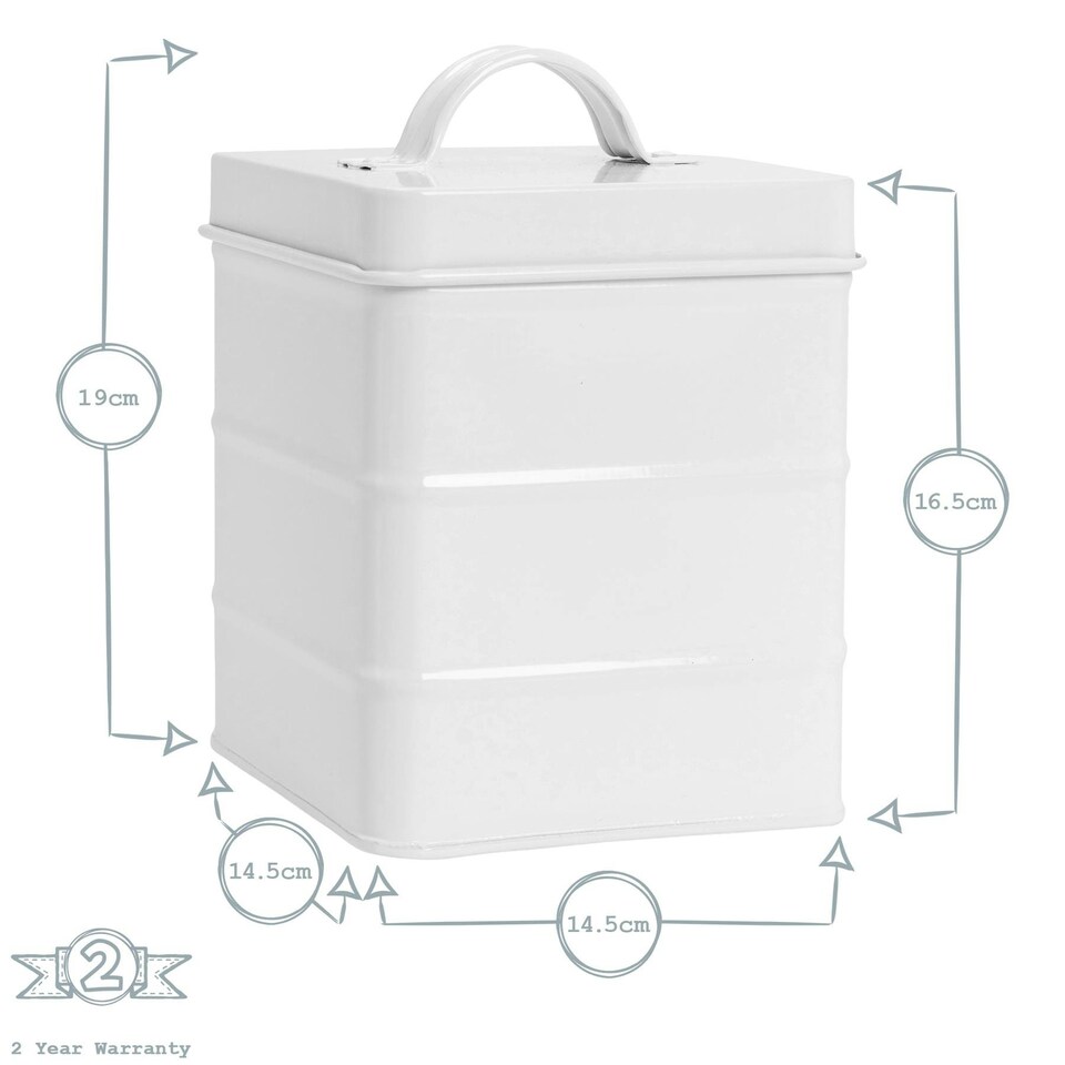 image 1 of Harbour Housewares White Vintage Metal Kitchen Biscuit Tin Kitchen Caddy Kitchen Storage Containers Canister