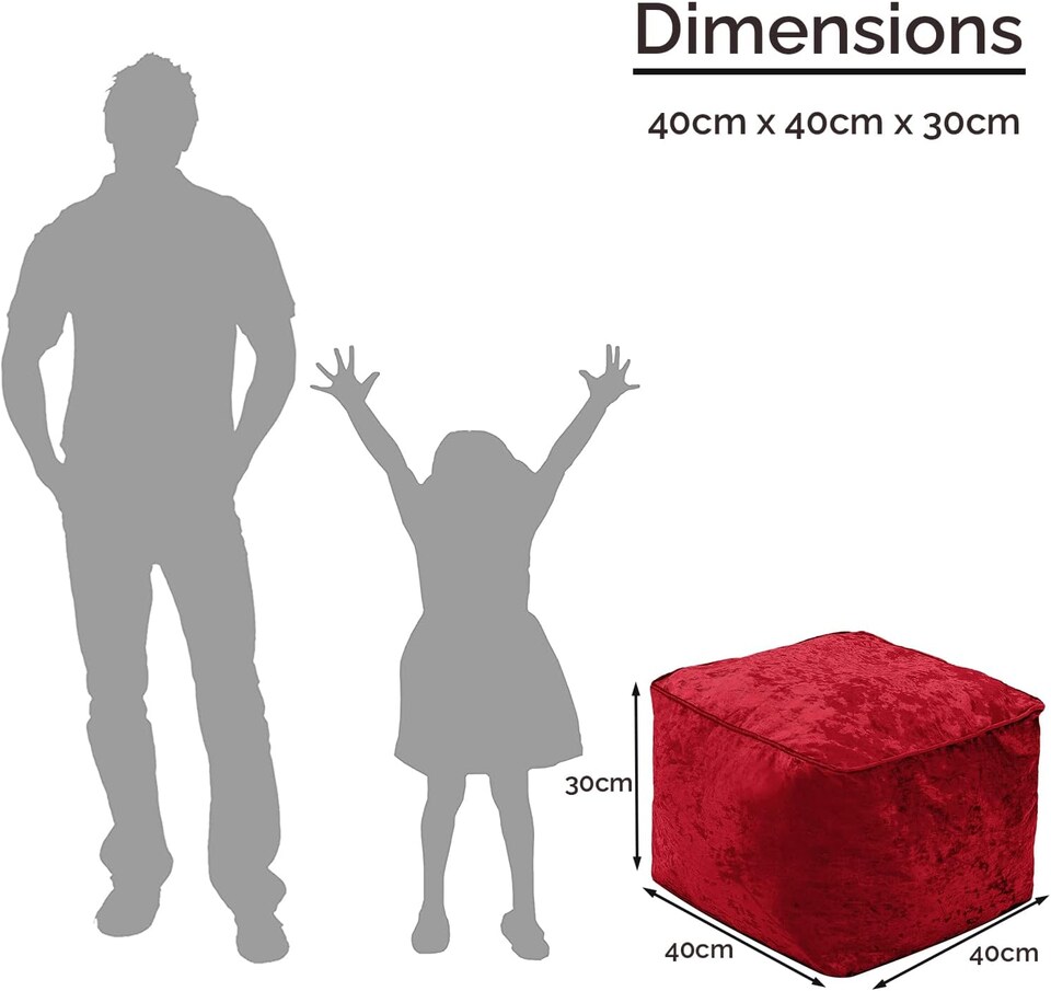 image 1 of Red Crushed Velvet Bean Bag Pouffe Foot Rest