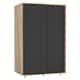 image 1 of URBNLIVING 2 Sliding Door Wardrobe 120cm Freestanding Unit | Multi | Oak Carcass + Black Doors | 1
