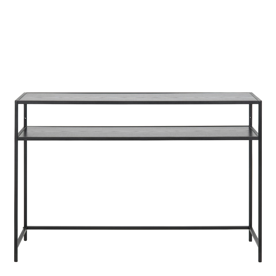 image 1 of Seaford Black Metal Console Table With Black Top