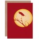 image 1 of Crane Silhouette Against Full Moon Red Design Birthday Card