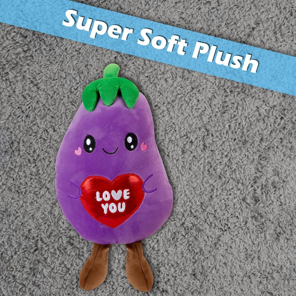 image 1 of Aubergine Soft Toy Cute Plushie Huggable Cuddly Stuffed Toy 20cm Purple