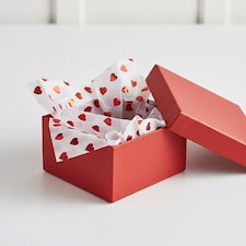 Red Foil Love Heart Valentine's Tissue Gift Paper Sheets - Pack of 3