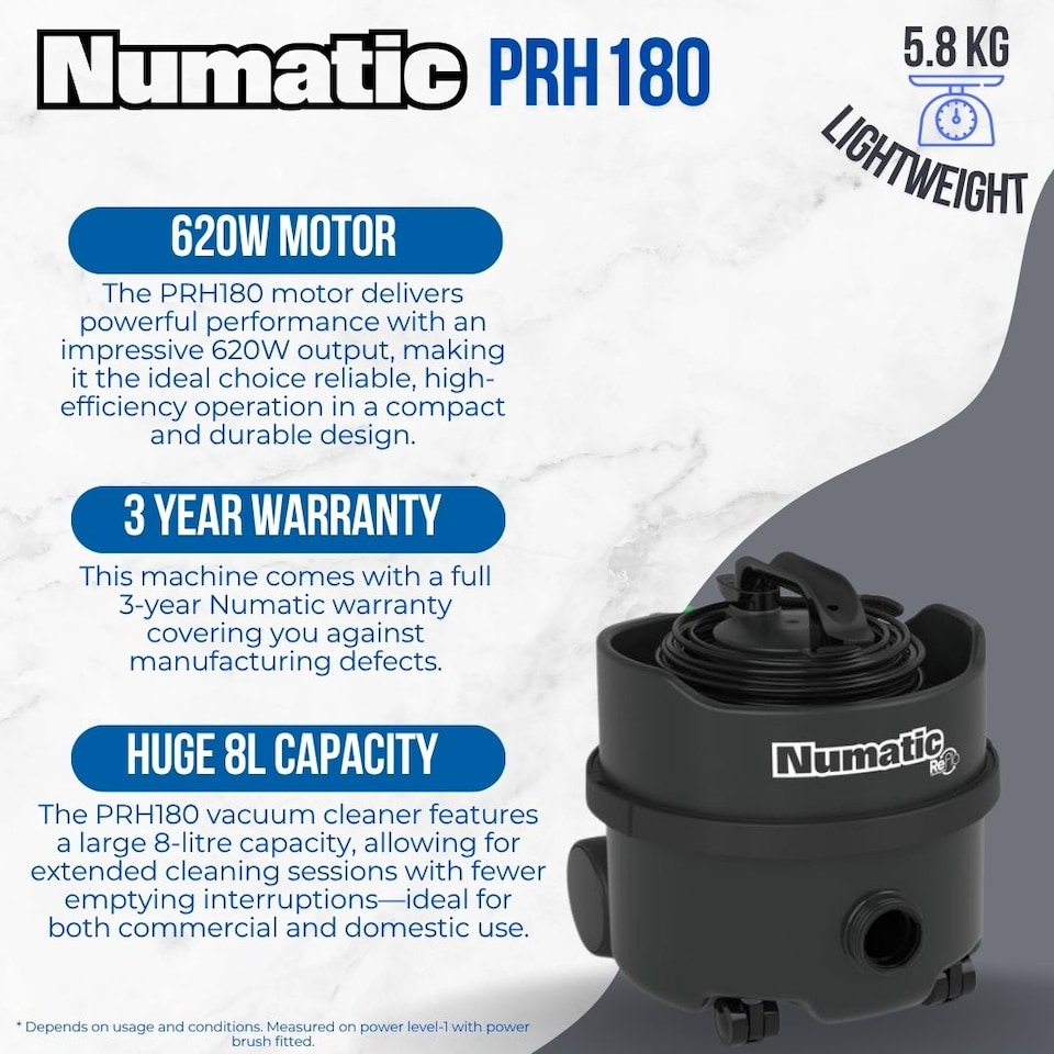 image 1 of Numatic PRH180 Dry Henry Powerful nuvac Commercial Vacuum Cleaner