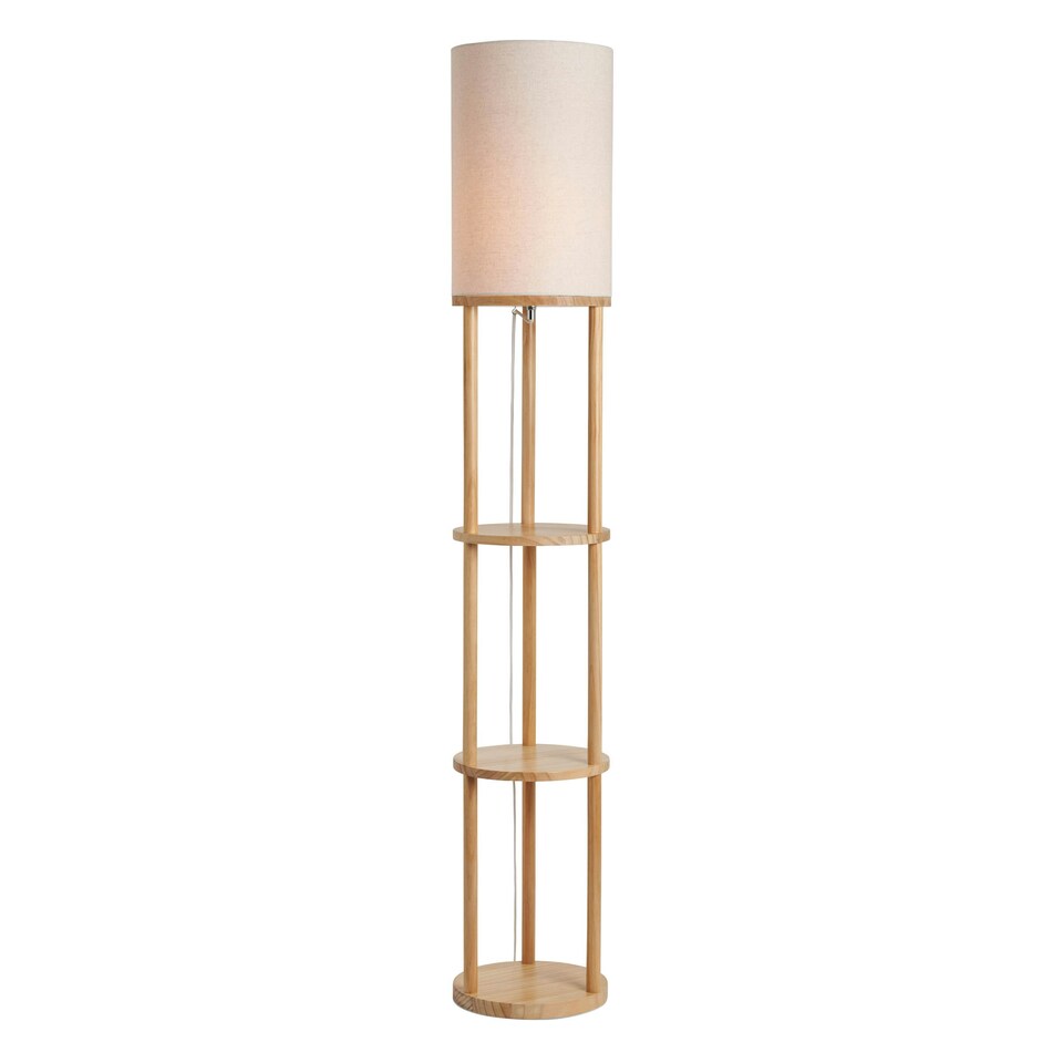 image 1 of BHS Shelby Floor Lamp with Shelves, Oak