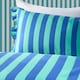 image 3 of OHS Frill Duvet Cover Bedding Set Pillowcase Stripe Quilt Luxury | Blue | Blue/Green | Single