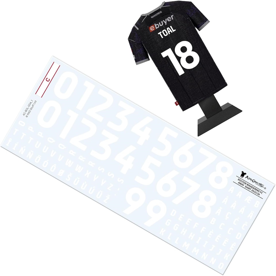 image 1 of RadStuff Metal Alloy Football Shirt - Bolton Wanderers Away Kit 2025/26