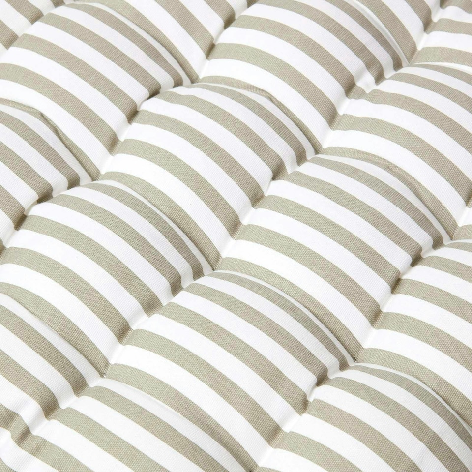image 1 of Homescapes Garden Bench Cushion Luxury 3 Seater Cotton Stripe Indoor Outdoor Seat Pad | Grey | 143 x 48 cm | 1