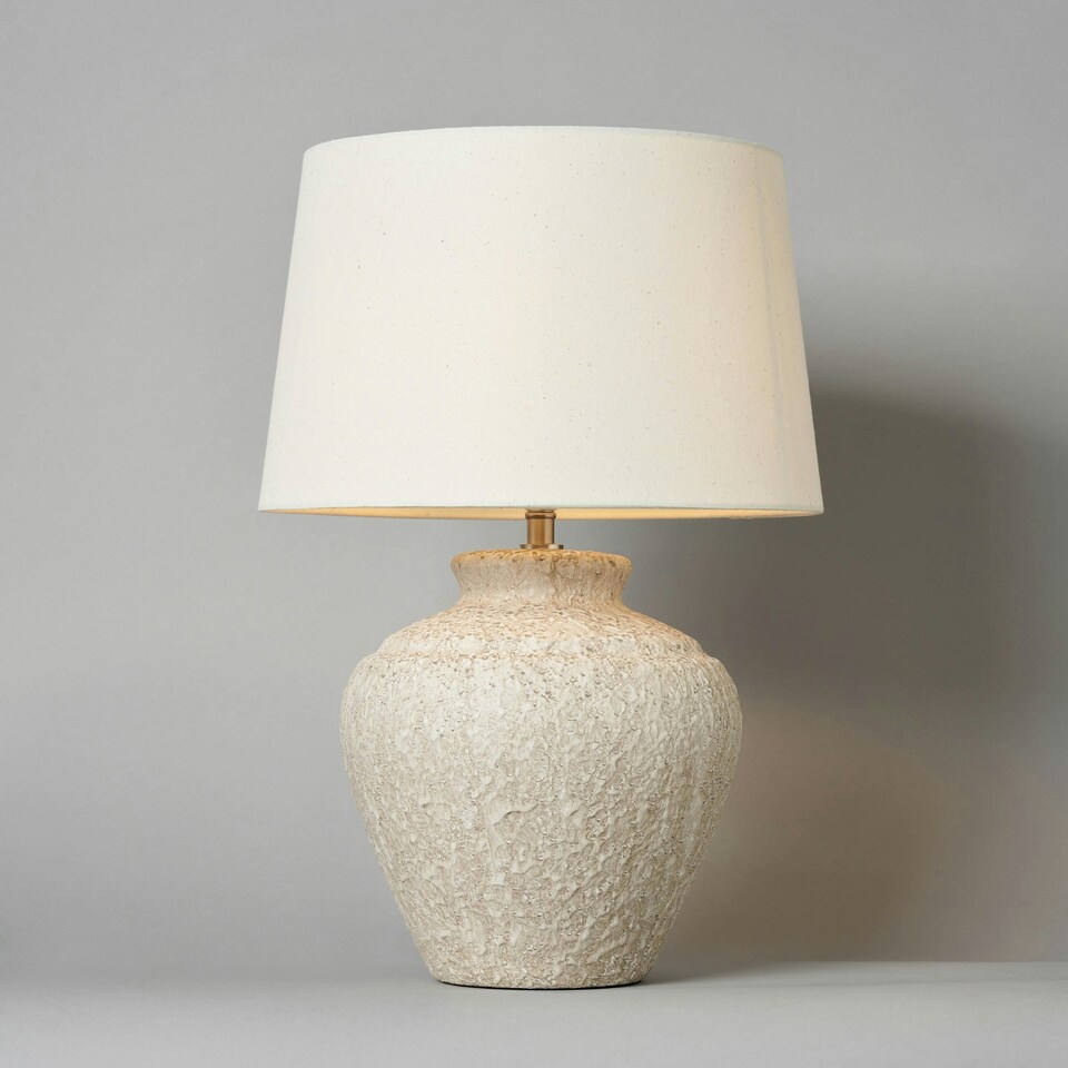 image 1 of BHS Flora Stone Effect Table Lamp, Natural | Cream | Natural