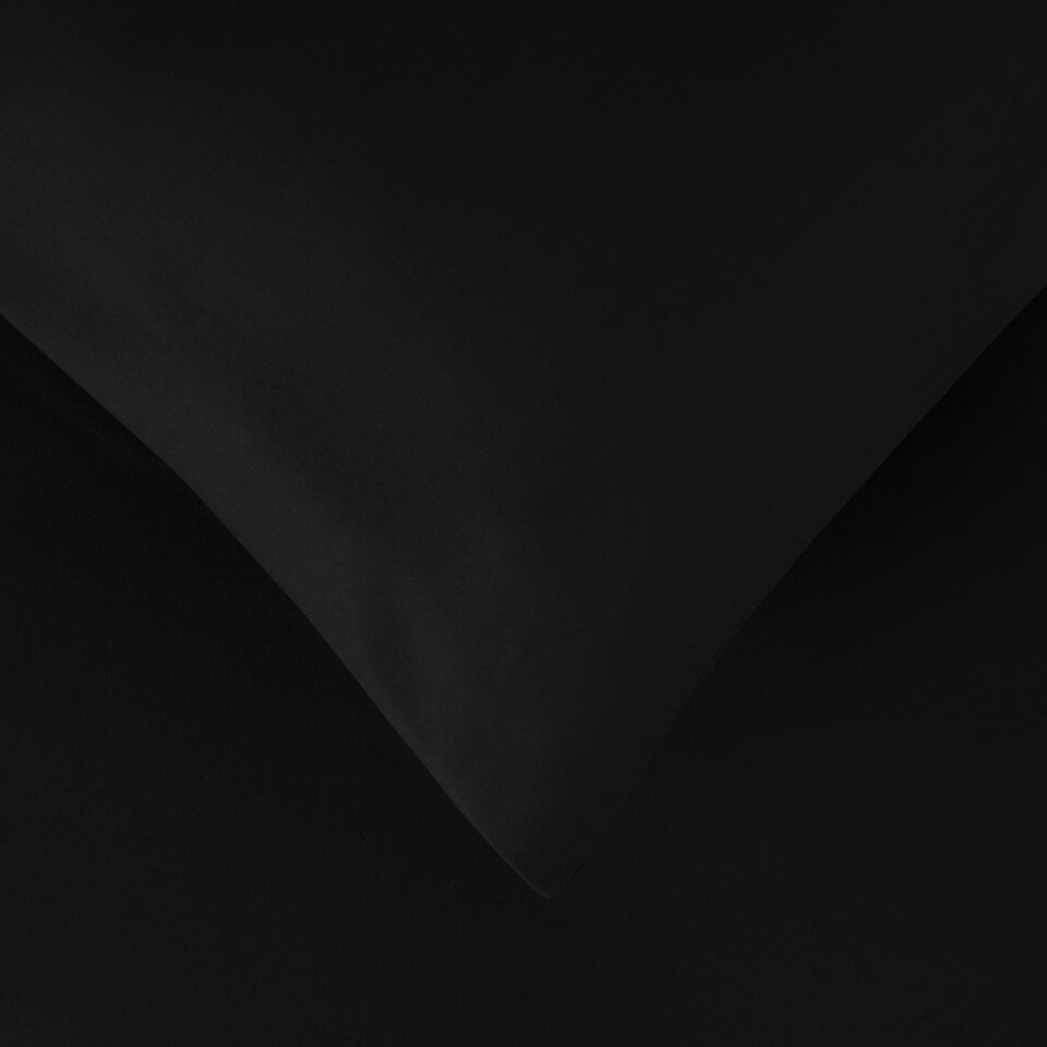 image 1 of OHS Microfibre Plain Soft Duvet Cover and Pillowcase Set, King - Black