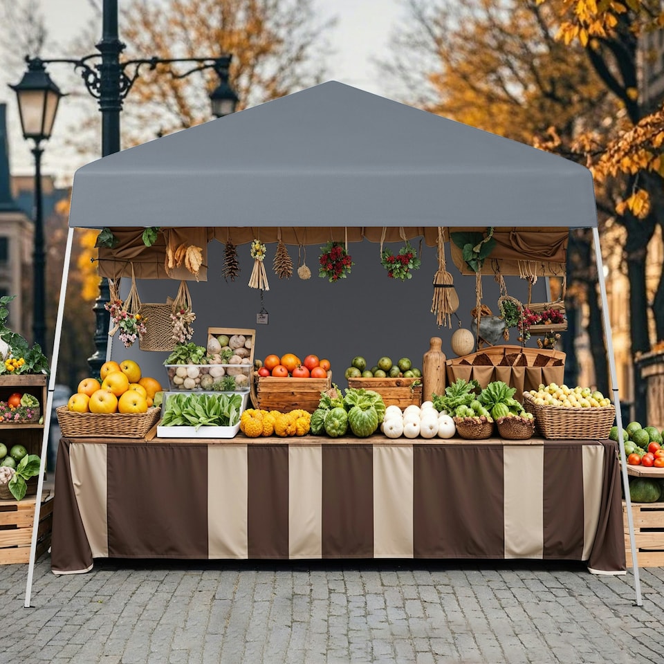 image 1 of COSTWAY 3m x 3m Pop up Canopy Tent Garden Gazebo Grey