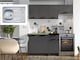 image 2 of Kitchen Cabinets 5 Unit with Sit On Sink Black Grey Complete Kitchenette 180cm DIY Set Fitted Kitchen Package with Worktop Lina