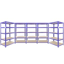 3 x Q-Rax Racking Blue 90 x 50 x 180cm + 2 x Racking Blue 120 x 50 x 180cm Blue