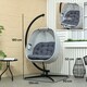 image 5 of Outsunny Hanging Egg Chair Outdoor Indoor Swing Chair, Folding Basket Grey