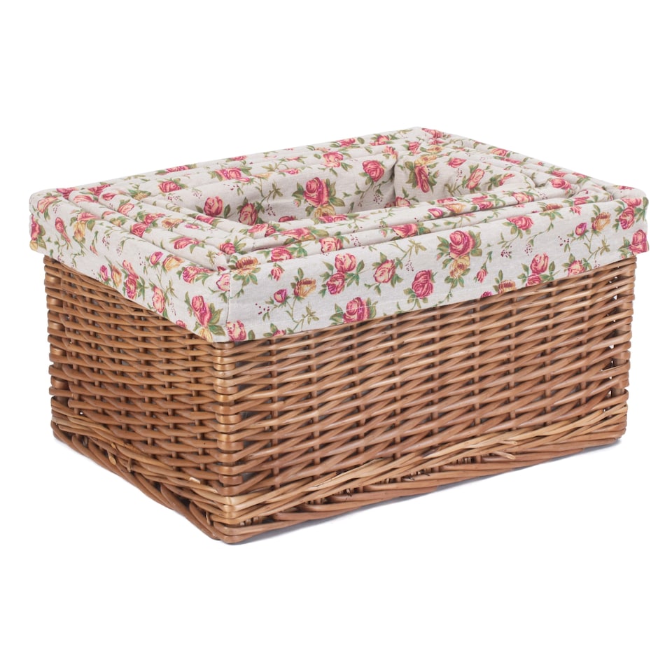 image 1 of Set of 4 Double Steamed Garden Rose Willow Storage Baskets | Multi | Garden Rose | Not provided