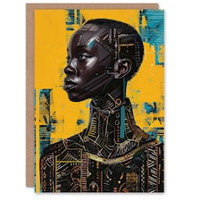Futuristic Beautiful African Woman Him Her Birthday Card