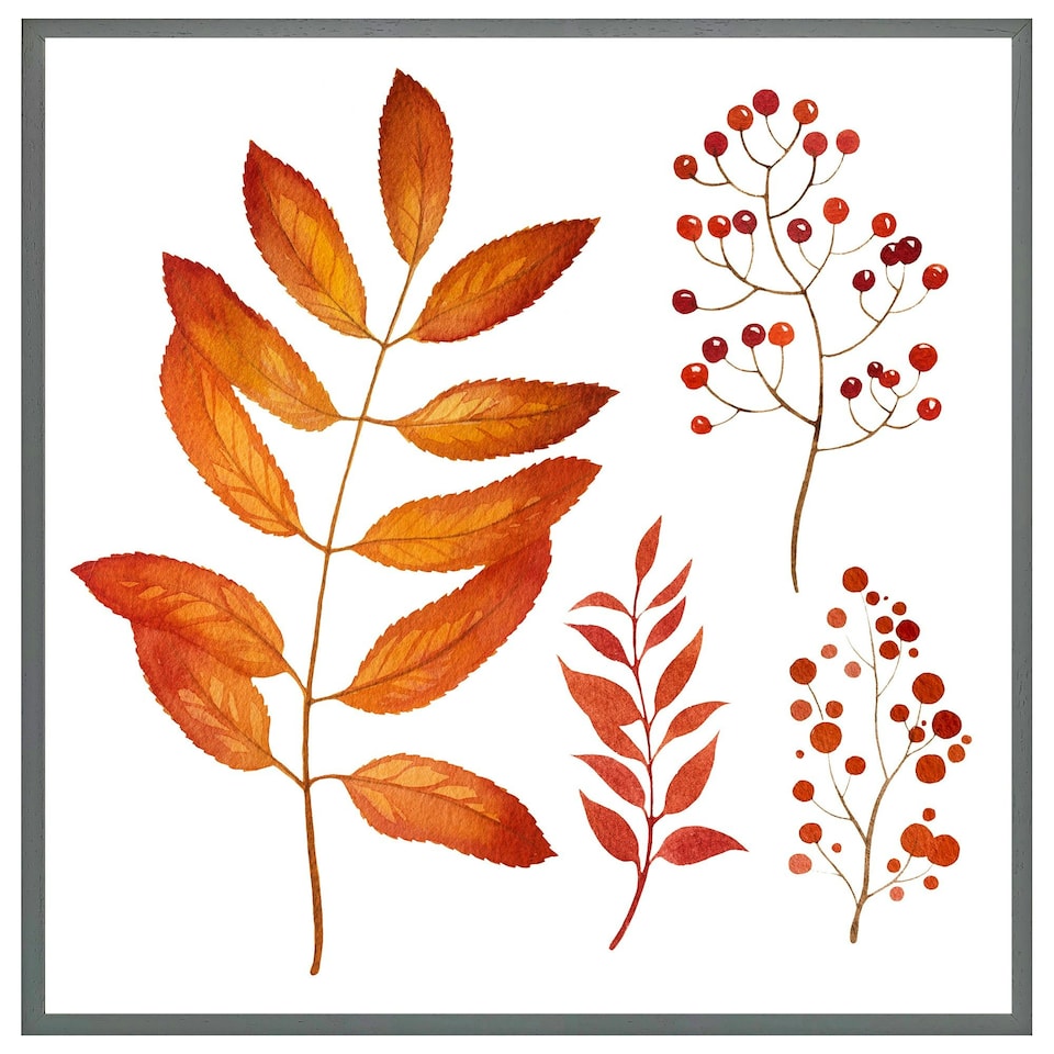 image 1 of Orange autumn leaves (Picture Frame) White | XS