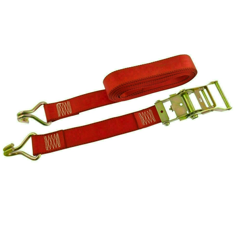 image 1 of Red Ratchet Strap Tie Down Trailer 5m Hook Cargo Strap 750kg Lashing SM005