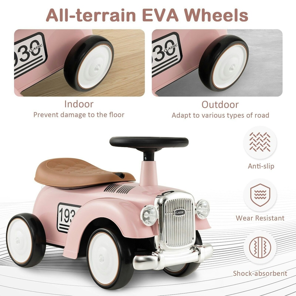 image 1 of COSTWAY Kids Ride on Push Car Toddler Sliding Car Pink