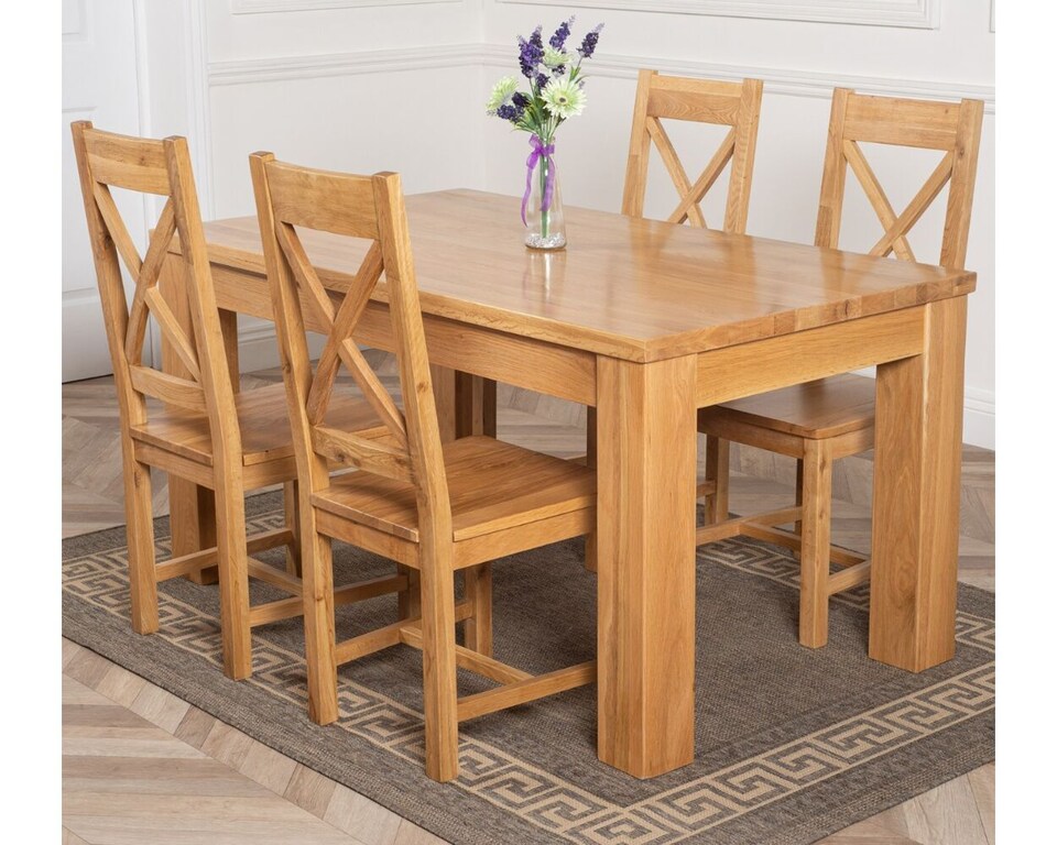 image 1 of Dakota 152 x 87cm Medium Oak Dining Table and 4 Berkeley Chairs | Brown | Brown
