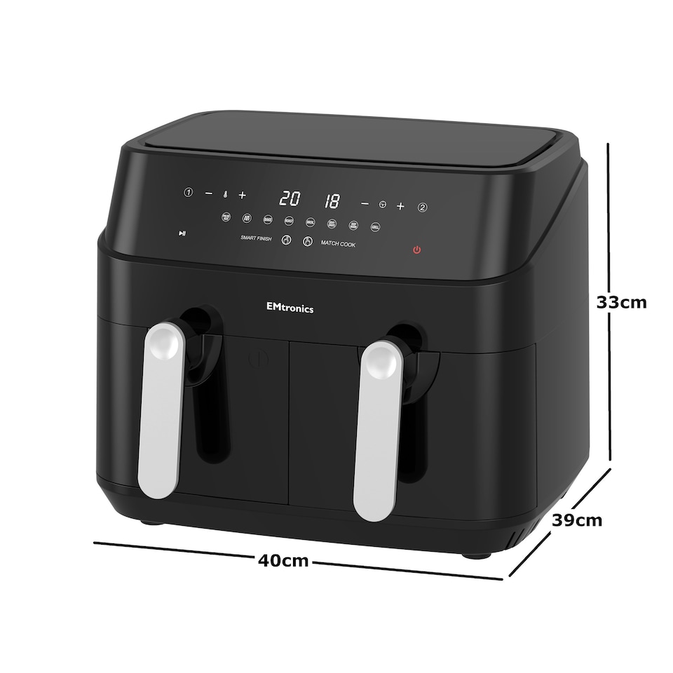 image 1 of EMtronics 9 Litre Digital Double Basket Air Fryer - Black