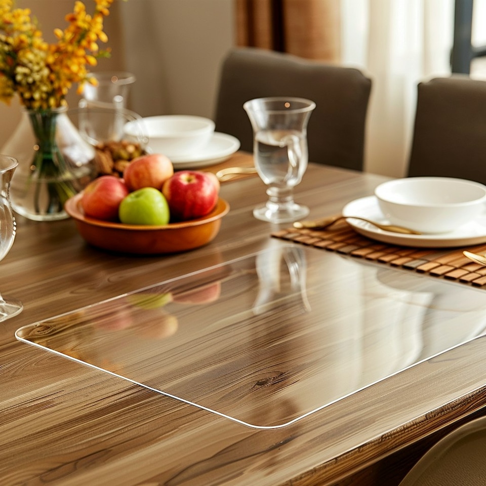 image 1 of 2mm Thick Clear Transparent PVC Tablecloth - 1.45cm Wide Clear | Length: 3.5m