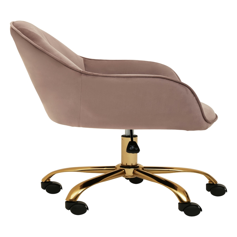 image 1 of Interiors by Premier Brent Pink Velvet And Gold Home Office Chair