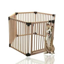 Bettacare Wooden Dog Pen, Hexagon, 6 x 80cm, Natural Wood, 76cm High, Dog Pen for Pets Dogs and Puppy, Dog Playpen Cream