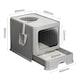 image 8 of Living and Home Enclosed Cat Litter Box | Grey